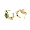 Natural Malachite Heart Stud Earrings EJEW-K287-01G-10-2