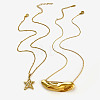 2Pcs 2 Styles 316L Surgical Stainless Steel Crystal Rhinestone Star Irregular Tube Pendant Necklaces WG0E33C-01-1