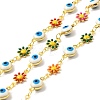 Handmade Brass Enamel Flower & Evil Eye Link Chain CHC-D032-02G-01-1