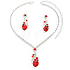 Brass Rhinestone Pendant Necklaces & Stud Earrings Sets for Women WGFE659-01-3