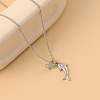 Ocean Style 304 Stainless Steel Shark with Natural Gemstone Chip Pendant Necklaces for Women FS-WGDF2F1-03-1