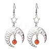 Antique Silver Alloy Star & Moon Dangle Earrings EJEW-JE05637-3