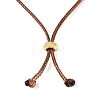 Natural Hetian Jade Cat Pendant Adjustable Cord Necklaces NJEW-N064-02-4
