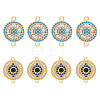 8Pcs 2 Styles Brass Pave Clear & Deep Sky Blue Cubic Zirconia Connector Charms KK-DC0003-42-1