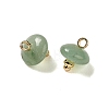 Natural Green Aventurine Rondelle Charms with Rack Plating Brass Loops G-G110-05B-14-2