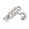 Paperclip Rack Plating Brass Micro Pave Clear Cubic Zirconia Fold Over Clasps KK-A225-08P-2