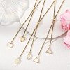 Adjustable Brass & Natural White Shell Geometric Tassel 304 Stainless Steel Box Chain Lariat Necklaces for Women NJEW-JN06259-1