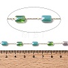 Handmade 304 Stainless Steel Chains with Rectangle Electroplate Glass Beads CHS-K020-20G-3