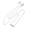 925 Sterling Silver Micro Pave Clear Cubic Zirconia Rectangle Pendant Necklaces for Women NJEW-D316-02P-4