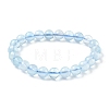 Natural Aquamarine Round Bead Stretch Bracelets for Men Women BJEW-U034-01D-02-4