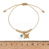 Religion Natural Shell Enamel Evil Eye and Stainless Steel Charm Nylon Cord Braided Bracelets BJEW-JB14285-5