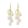 Shell Pearl & Glass Dangle Earrings EJEW-TA00821-3