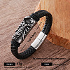 Vintage 304 Stainless Steel Men's Braided PU Leather Bracelets with Metal Magnetic Clasps LE2657-2-1