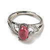 Oval Natural Rhodonite Adjustable Rings RJEW-Q818-01P-04B-3