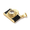Brass Micro Pave Cubic Zirconia & Enamel Pendants KK-Q098-36G-A-2
