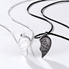 2Pcs Valentine's Day Alloy Forever Heart with Hands Magnetic Pendant Necklaces for Women Men WG7D3EF-04-2