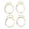 Faceted Natural Mixed Gemstone Beaded & Brass Paperclip Chain Bracelets with Natural Pearl for Women BJEW-JB14324-3