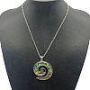 Alloy Pave Natural Colorful Abalone Shell Pendant Vintage Statement Necklaces HC0064-3-1