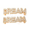 Brass Micro Pave Clear Cubic Zirconia Word DREAM Links Connector Charms KK-K002-32E-G-1