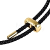 Natural Jadeite Flower Adjustable Cowhide Leather Cord Slider Bracelets with Brass Slider Beads BJEW-N041-05-4