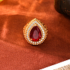 Vintage Bohemian Brass Micro Pave Cubic Zirconia Cuff Open Rings for Women VA3627-4-1
