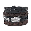 Cowhide & Imitation Leather Cord Knitted Multi-strand Bracelets WG31D03-46-1