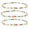 Boho Round Brass and Glass Seed Beaded Stretch Stackable Bracelet Sets BP2363-1-1