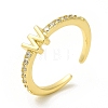 Clear Cubic Zirconia Initial Letter Open Cuff Ring RJEW-H120-09G-W-1