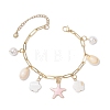 Natural Freshwater Shell Beads & Alloy Enamel Charm Bracelets BJEW-JB12214-01-2