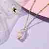 Natural Rose Quartz with Brass Pendant Necklaces NJEW-JN04679-01-2
