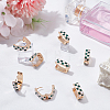 4 Pairs Rectangle with Tartan Pattern Alloy Enamel Hoop Earrings EJEW-SC0002-26C-4