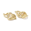 Brass Micro Pave Clear Cubic Zirconia Double Heart Links Connector Charms KK-M287-01G-2
