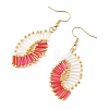 Glass Braided Beads Dangle Earrings EJEW-MZ00746-03-4