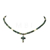 Natural Chrysocolla and Natural Cultured Freshwater Pearl Pendant Necklaces NJEW-JN06626-2