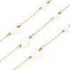 304 Stainless Steel & Natural Shell Heart & Round Bead Cable Chains CHS-G048-09G-1
