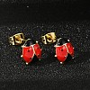 Brass Enamel Stud Earrings for Women EJEW-A126-04G-5