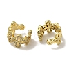 Rack Plating Brass Micro Pave Clear Cubic Zirconia Flower Cuff Earrings for Women EJEW-P280-01G-2