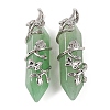 Natural Green Aventurine Double Terminal Pointed Pendants G-C144-03P-10-1