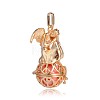 Golden Plated Brass Hollow Round Cage Pendants KK-J249-06G-2