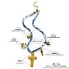 Bohemian 316 Surgical Stainless Steel & Porcelain Pendant Blue Printed Cord Necklaces WG87915-03-1