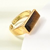 Brass with Natural Tiger Eye Cuff Open Rings for Women GG-CBA0B5A-04G-03-3