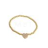 Brass Micro Pave Clear Cubic Zirconia Beaded Stretch Bracelets for Women FS-WGB95F4-03-2
