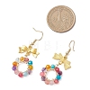 3 Pairs Bowknot with Ring Dyed & Heated Natural Agate Dangle Earrings EJEW-JE06839-6