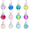 120Pcs 12 Colors Round Crackle Glass Pendants PALLOY-BM00015-1