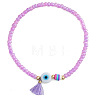 Glass Seed Bead Evil Eye Stretch Bracelets TV4685-3-1