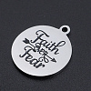 Non-Tarnish 201 Stainless Steel Etched Pendants STAS-N090-JN805-2