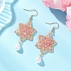 Dyed Natural Malaysia Jade & Glass Seed Beaded Flower with Teardrop Dangle Earrings EJEW-MZ00710-02-1