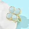 Natural Amazonite Faceted Adjustable Ring for Women RJEW-A092-01G-13-3