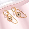 Heart Brass Micro Pave Clear Cubic Zirconia Hoop Earrings EJEW-F384-07G-2