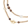 Round Natural Tiger Eye & Nuggets Topaz Beaded Wrap Long Necklaces NJEW-JN05907-01-6